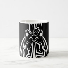 Caneca De Café Galo Tribal Negro e Branco