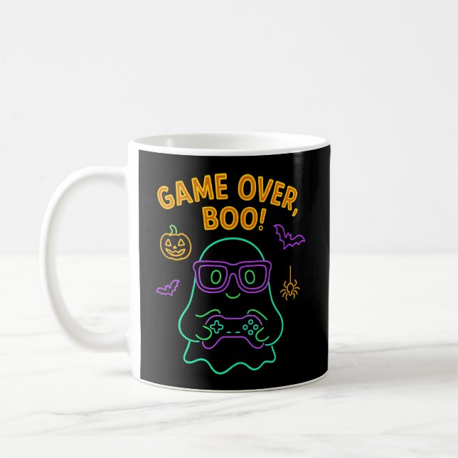 Caneca De Café Game Over Boo - Gamer Fantasma Engraçado - Hallowe (Esquerda)