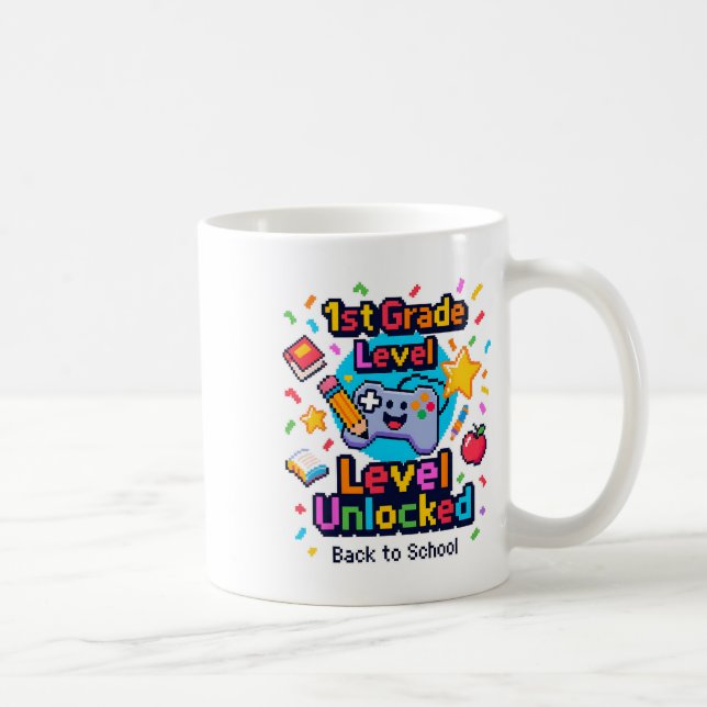 Caneca De Café Gamer De Vídeo Desbloqueado De Nível 1rua Ck Pixel (Direita)