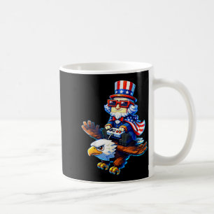 Caneca De Café Gamer do Dia 4 de Julho Patriótico Tio Sam Retro P