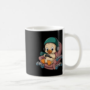 Caneca De Café Gamer Duck Irritado Com Fone E Controlador 1