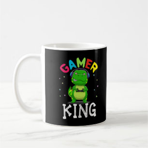 Caneca De Café Gamer King T-Rex Dinossaur Jogando Videos games Ki