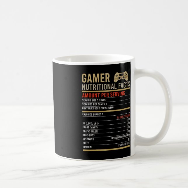 Caneca De Café Gamer Nutricional Fatos Legal do Jogo de Jogos (Direita)