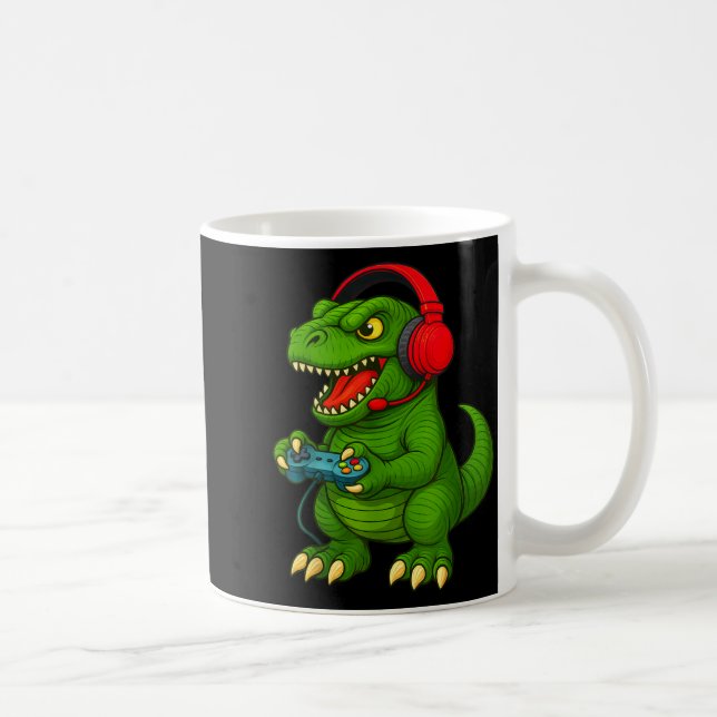 Caneca De Café Gamer T Rex Dinosaur Video Games Boys Teen Funny G (Direita)