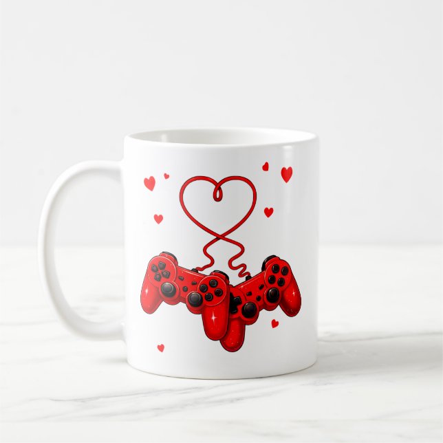 Caneca De Café Gamer Valentine Love Video Games Cute Gaming Heart (Esquerda)