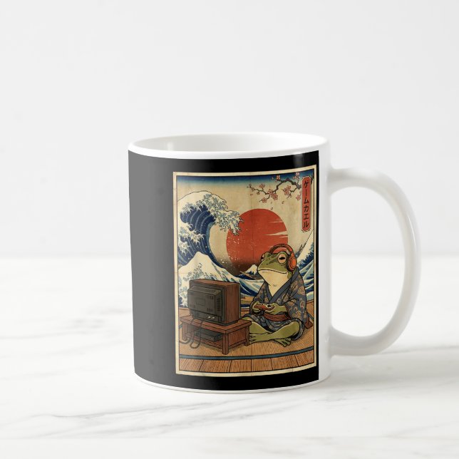 Caneca De Café Gaming Frog Art Ukiyo-e Japanese Gamer Anime Men W (Direita)