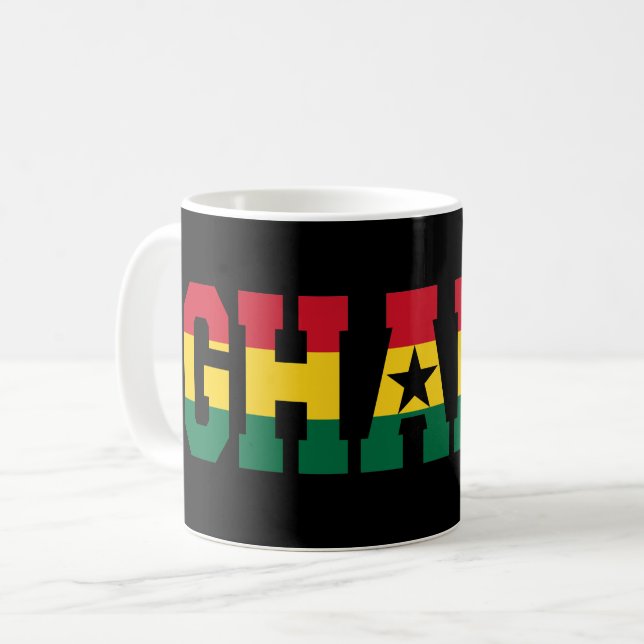Caneca De Café Gana Flag Varsity ama Gana Independence Day (Frente Esquerda)