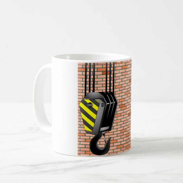 Caneca De Café Gancho de Guindaste Industrial com Parede de Tijol (Frente Esquerda)