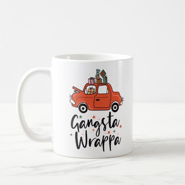 Caneca De Café Gangsta Wrappa Engraçado Natal (Esquerda)