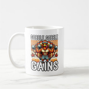 Caneca De Café Ganhos de Gobble Gains - Engraçado Gym de Ação de 