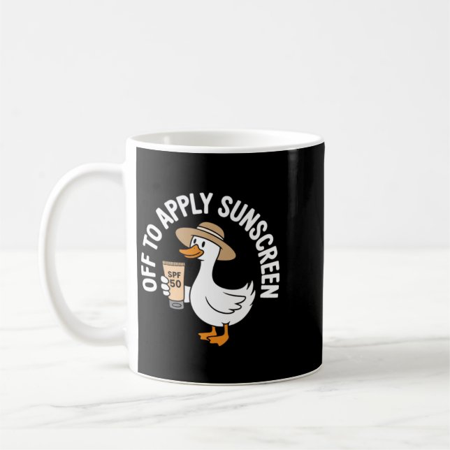 Caneca De Café Ganso Aplicando Protetor Solar Férias de Verão na  (Esquerda)