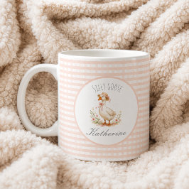 Caneca De Café Ganso Bobo Elegante Rosa Nome Personalizado Menina