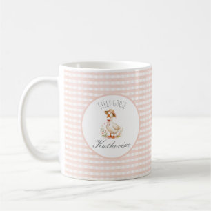 Caneca De Café Ganso Bobo Elegante Rosa Nome Personalizado Menina