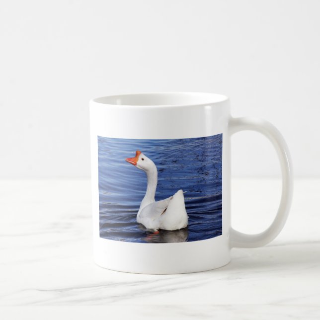 Caneca De Café ganso branco nadando em água azul (Direita)