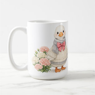 Caneca De Café Ganso de Janeiro & Ilustração fofa de Cravos inver