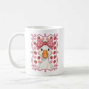 Caneca De Café Ganso de Morango Feminino para o Verão com Laço