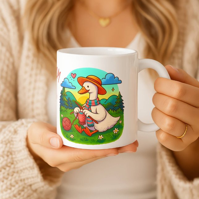 Caneca de Café Ganso de Tricô Mãe Mais Querida (Criador carregado)
