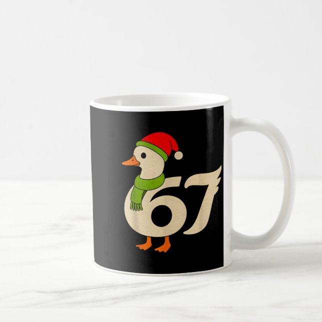 Caneca De Café Ganso engraçado de Natal 67 6 7 Meme Pato Chapéu d (Direita)