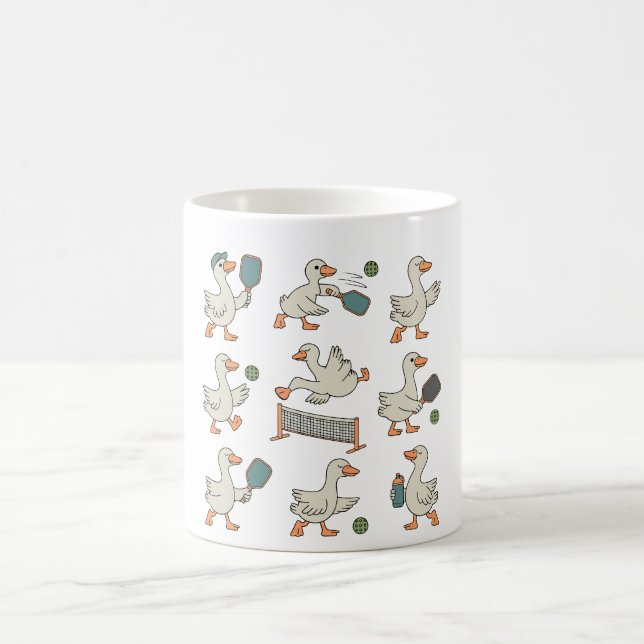 Caneca De Café Ganso Engraçado de Pickleball | Ganso de Desenho A (Centro)
