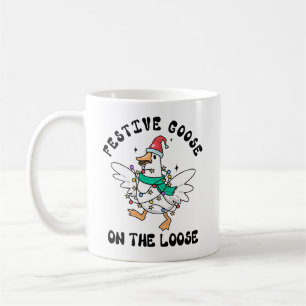 Caneca De Café Ganso Festivo à Solta Natal