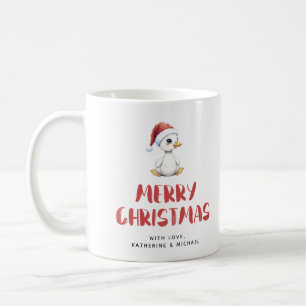 Caneca De Café Ganso Pato de Natal Personalizado em Aquarela