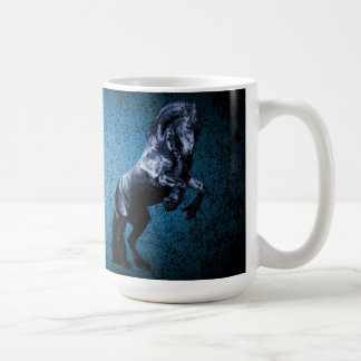 Caneca De Café garanhão negro frísio/beleza negra, azul-cavalo