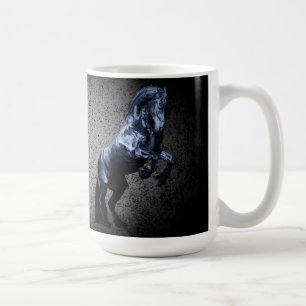 Caneca De Café garanhão negro frísio/beleza negra, prata-cavalo