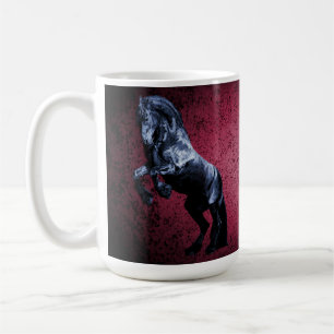 Caneca De Café Garanhão negro frísio/beleza negra, rosa-cavalo