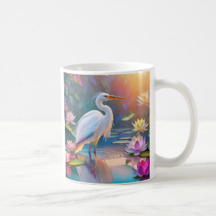 Caneca De Café Garça Branca de Bico Laranja Fantasia