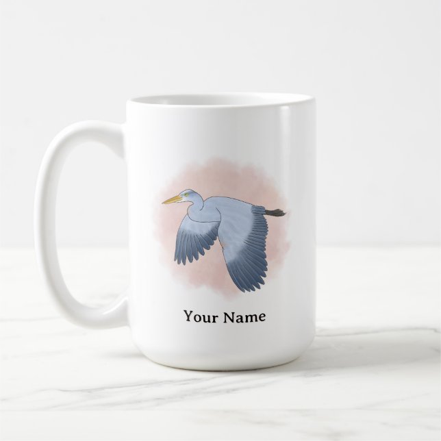 Caneca De Café Garça Personalizada com Fundo Rosa (Esquerda)