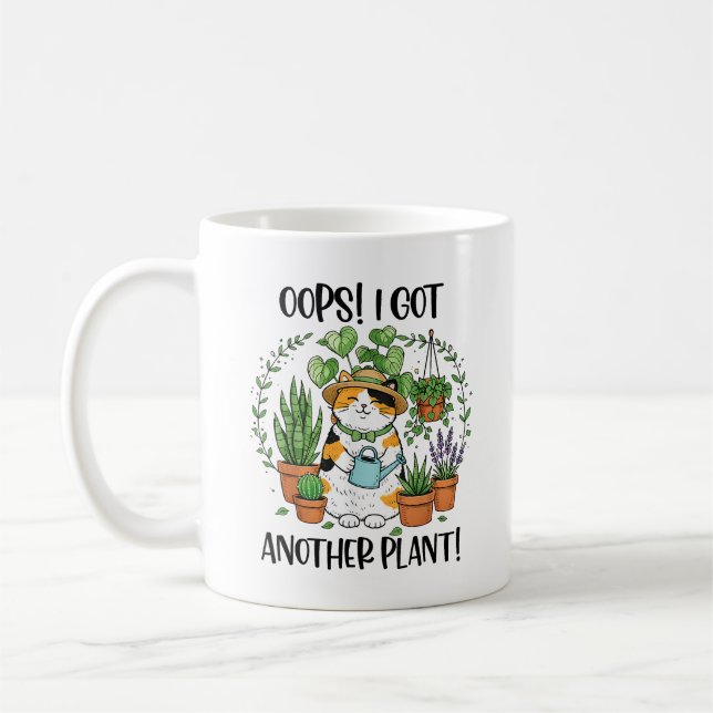 Caneca De Café Gardening Planting Cat Oops I Got Another Plant (Esquerda)