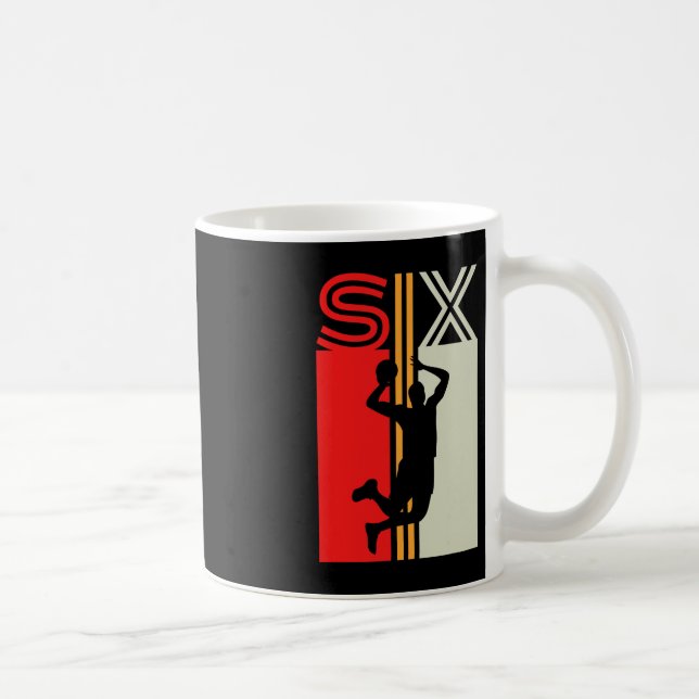 Caneca De Café Garota 6 de Aniversário Retro Basquete, 6 Anos (Direita)