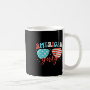 Caneca De Café Garota Americana Óculos De Sol Bandeira Dos EUA Pa