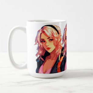 Caneca De Café Garota Anime Radiante: Linda Arte de Mangá