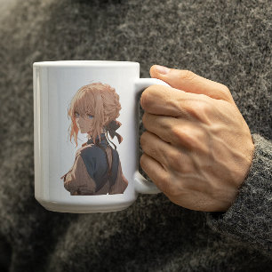 Caneca De Café Garota anime se perguntando você está pensando nel