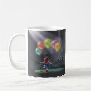 Caneca De Café Garota Bonita com Balões