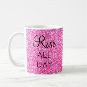 Caneca De Café Garota Bonito Rosé o dia inteiro brilho rosa