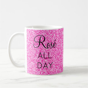 Caneca De Café Garota Bonito Rosé o dia inteiro brilho rosa quent