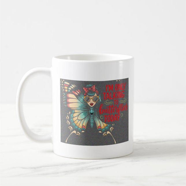 Caneca De Café Garota Borboleta - Só Falando com Borboletas (Esquerda)