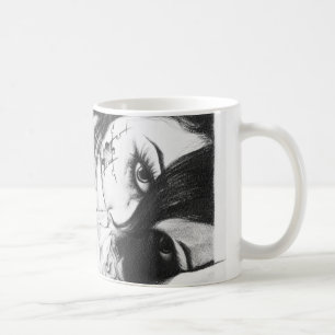 Caneca De Café Garota chorando com arte de desenho surreal rosa