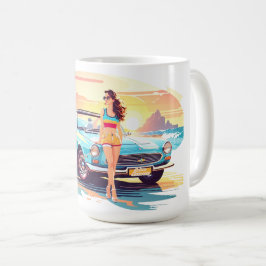 Caneca De Café Garota com carro e natureza dos sonhos