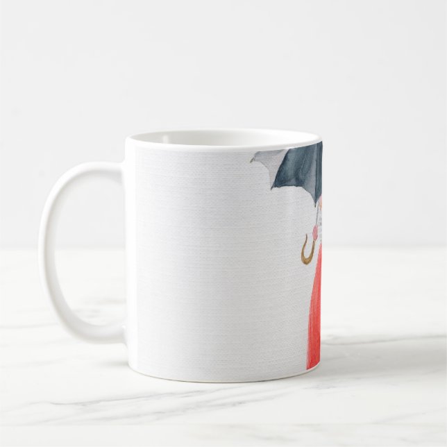 Caneca De Café Garota com guarda-chuva na chuva. ilustração da mo (Esquerda)