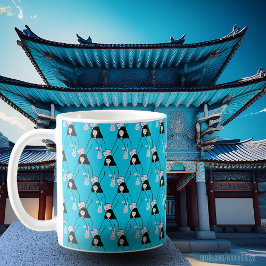 Caneca De Café Garota Coreana em Hanbok