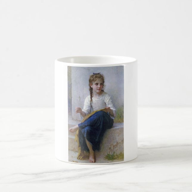 Caneca De Café Garota costurando, Bouguereau (Centro)