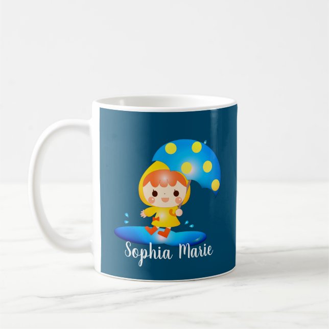 Caneca De Café Garota Dançando Sob A Chuva (Esquerda)