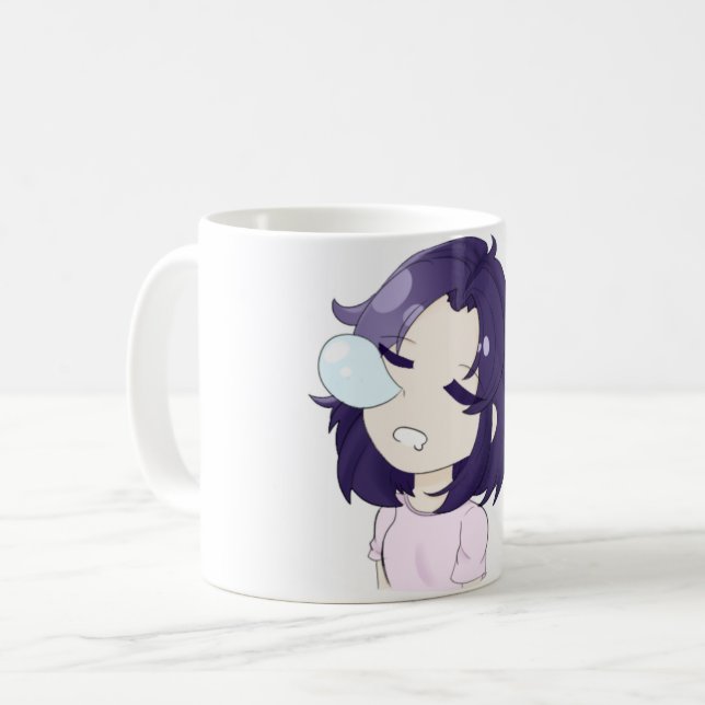 Caneca De Café "Garota de Anime Dormindo" (Frente Esquerda)