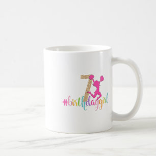 Caneca De Café Garota de Aniversário de 7 Anos Cheerleader Arco-í