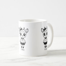 Caneca De Café Garota de Antílope Adorável - Design de Portas Bon