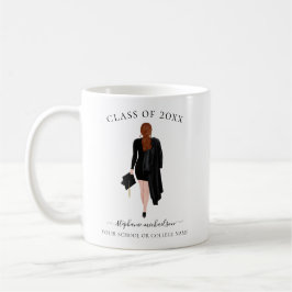 Caneca De Café Garota de Aquarela de Formando Personalizada