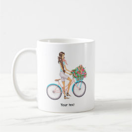 Caneca De Café Garota de Bicicleta na Primavera
